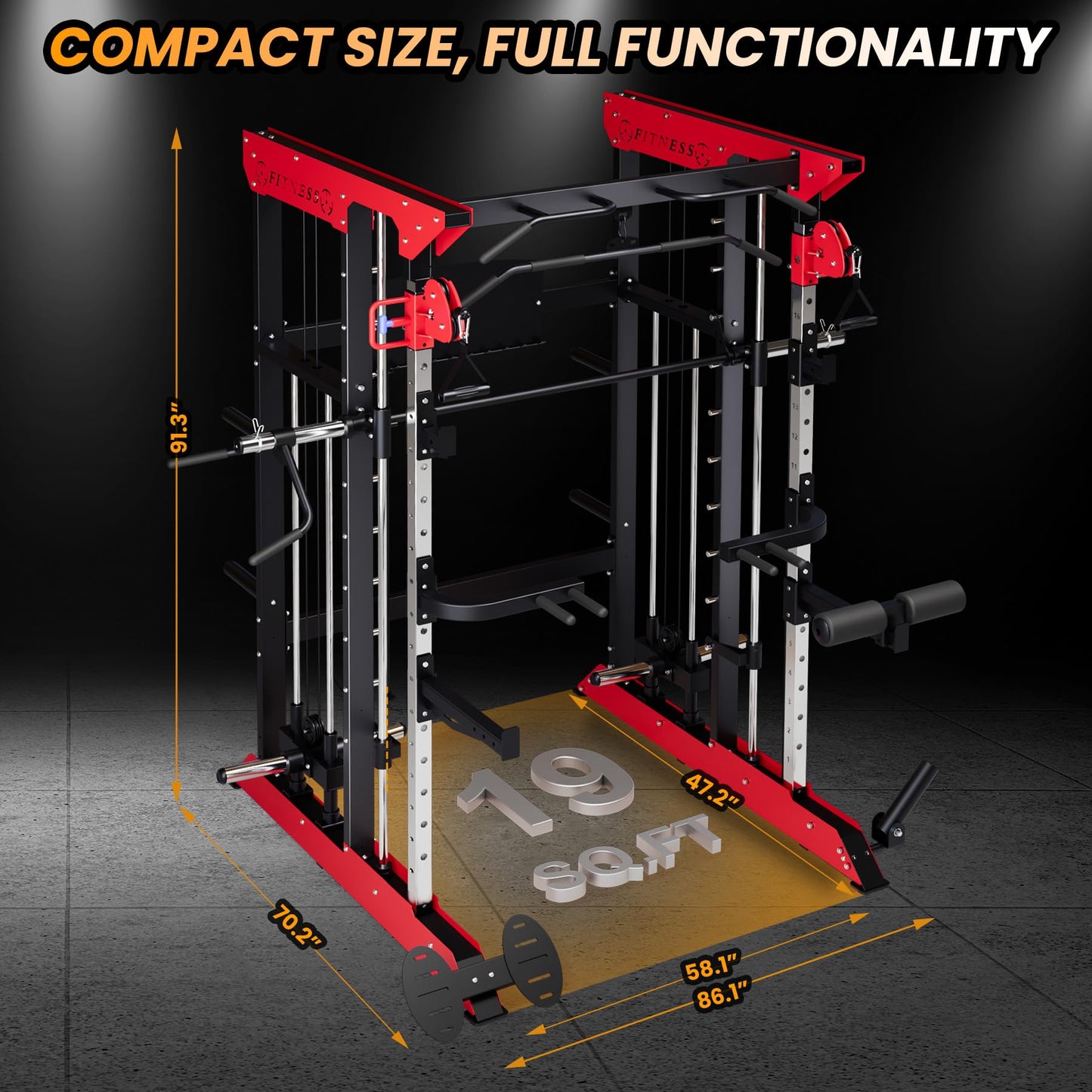 Power Cage Smith Machine, Power Cage Light Commercial Grade SuperiSquat Rack for Home Gym Equipment