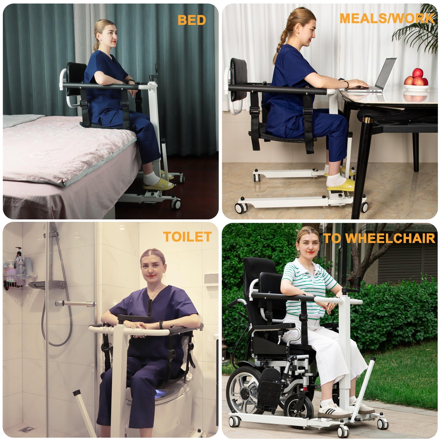 Manual Patient Lift Transfer Chair, Foldable & Portable Design, Adjustable Height/Width for Safe Transfers Between Bed, Wheelchair, Toilet, Car & More (Manual Patient Lift Transfer Chair)