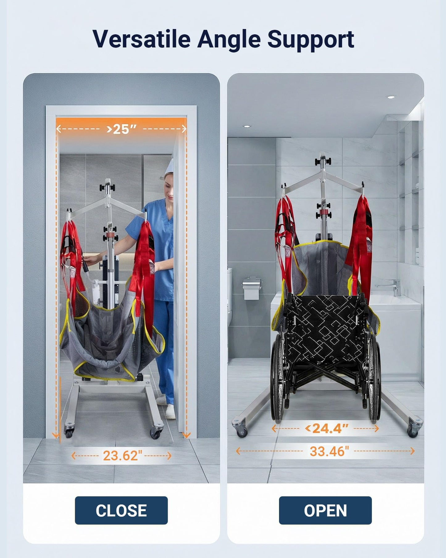 noerishia Electric Transfer Lift Chair, 440 lbs Capacity Battery Powered Patient Lift with Sling, Floor to Bed Transfer Aid for Elderly, Home Care Hospital Healthcare Facilities