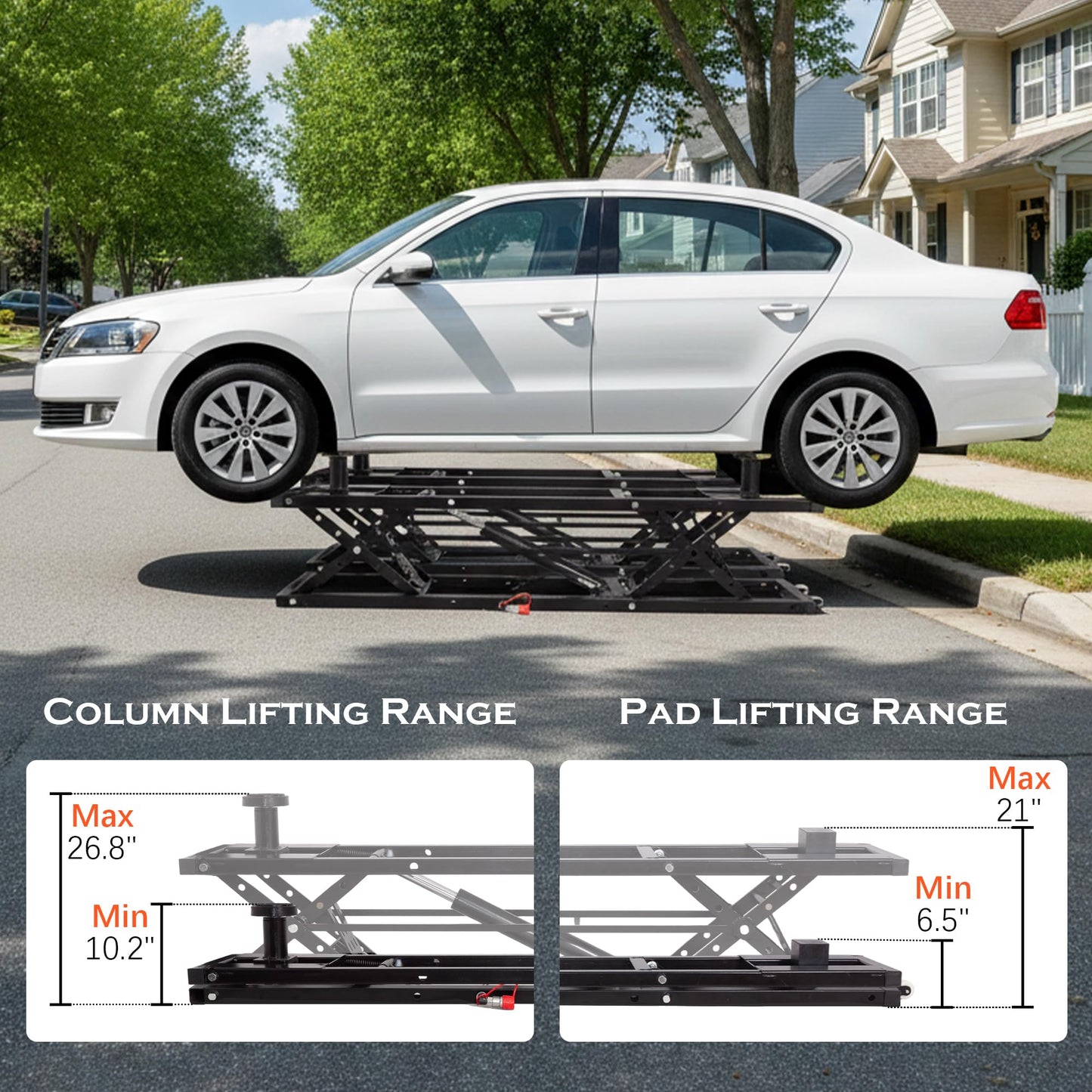Portable Car Lift 7,000 LBS Capacity – 26.8" Max Lifting Height Heavy‑Duty Quick Jack with Mechanical Safety Locks, Adjustable Columns, Wheels & 120V Power Unit for Cars, SUVs, Trucks