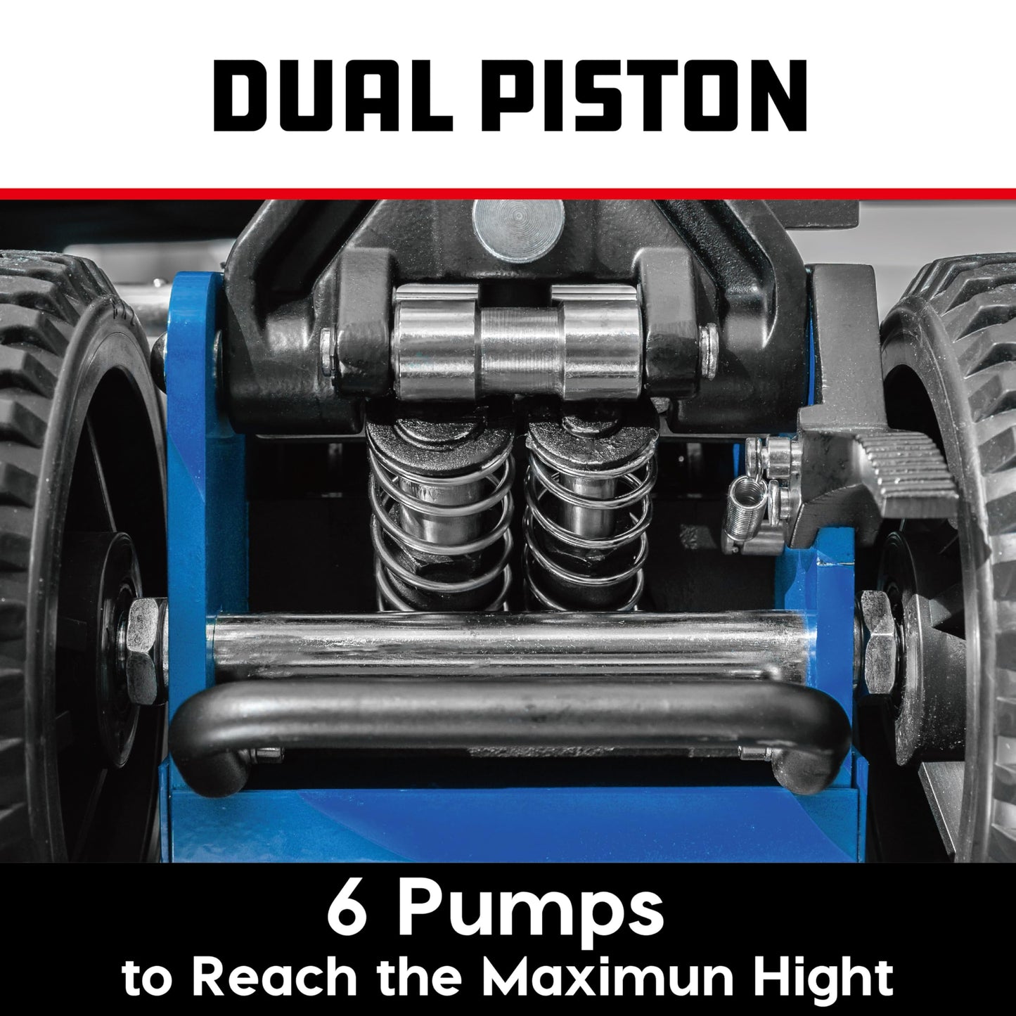 Powerbuilt 2.5 Ton Big Wheel Off Road Jack, Vehicle Lift for Trucks, SUVs, ATVs Offroad Vehicles, Oversized Wheels for Rugged Terrain, 5000 LB Capacity, Blue 620620ECE