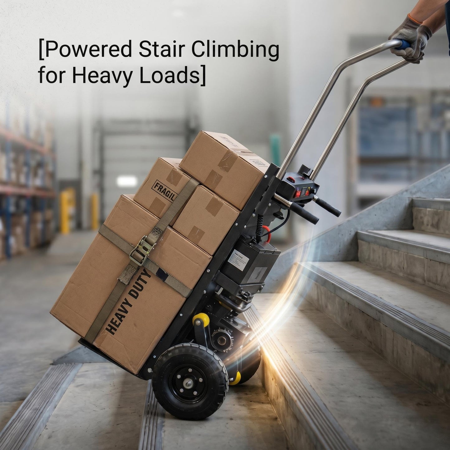 Large Load Capacity Electric Stair Climbing Cart, Electric Stair Climbing Machine for Construction, Large Load Capacity Electric Stair Climbing Cart with Removable 48V Lithium Battery