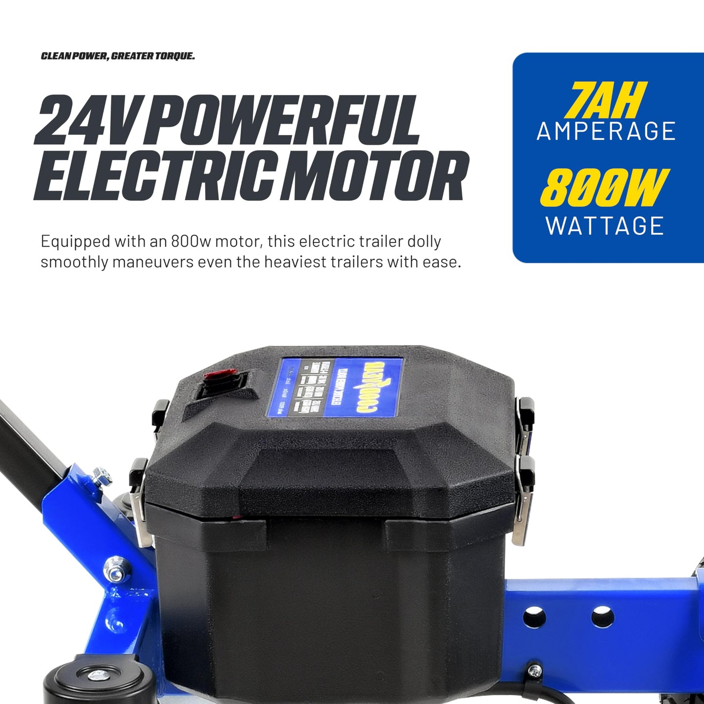 Goodyear Electric Trailer Dolly 3600LBS Max Trailer Weight 600LB Max Tongue Weight DC 24V 800W 7Ah w/Heavy Duty Commercial 2" Ball Hitch Mount