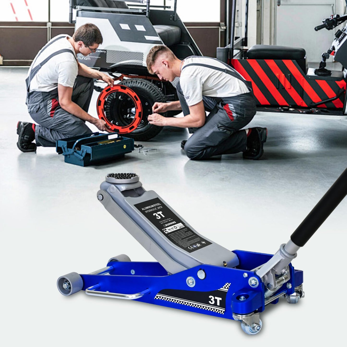 Aluminum Steel Hydraulic Floor Jack 3Ton/6600lbs.Dual Piston Fast Lifting Pump.Horizontal Floor Jack Lifting Range 4.3"-20".Racing Car Jack for MVPs,SUVs and Trucks.Trolley Jack with Extra Saddle
