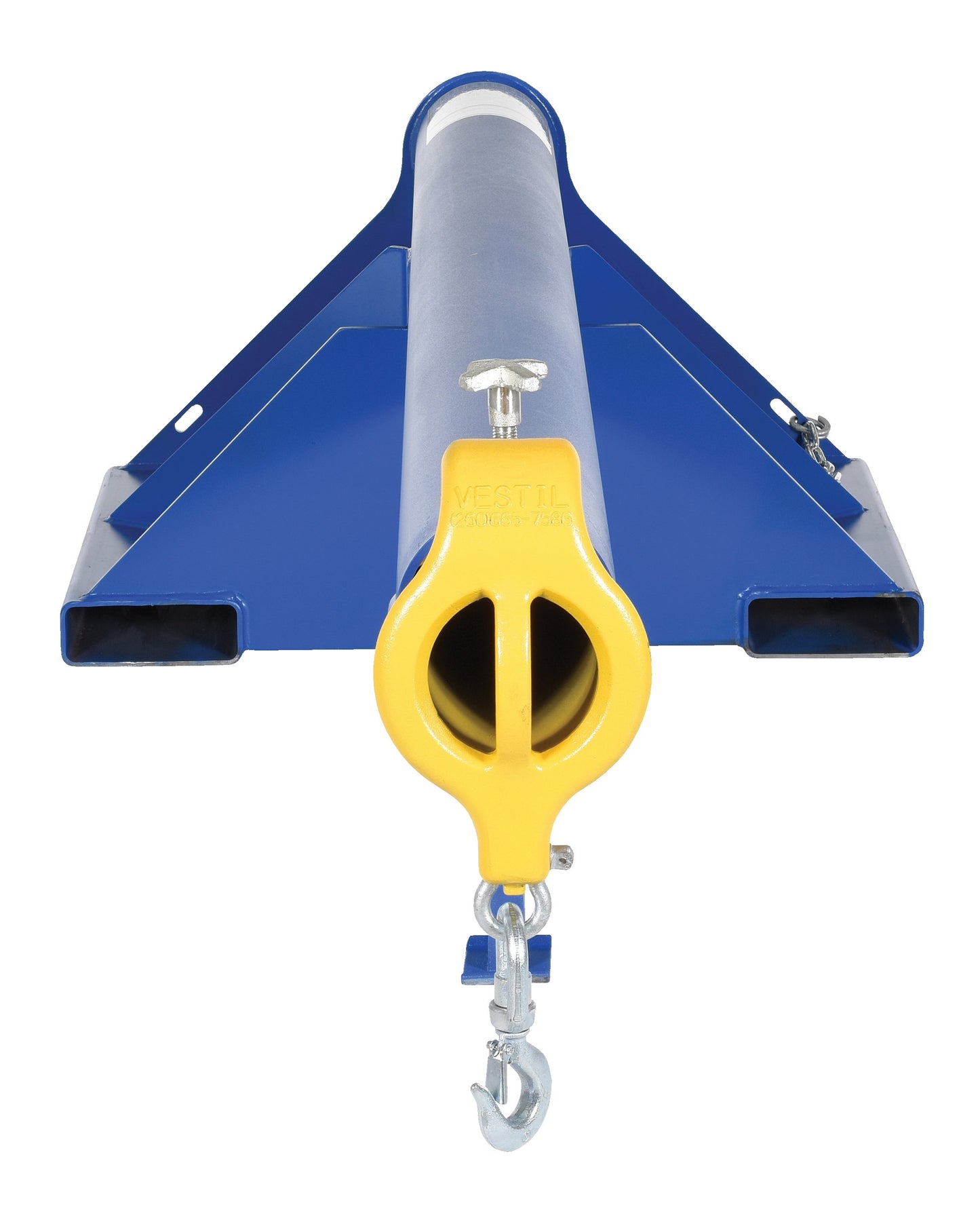 Vestil LM-1T-6-24 Steel Telescoping Lift Boom 24 In. Fork Pocket Center 6,000 Lb. Capacity Blue and Yellow