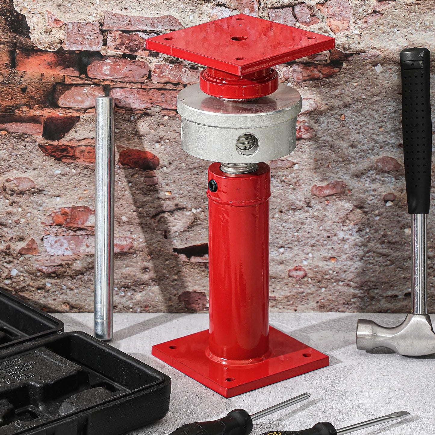 Lanties Adjustable Screw Jack Post for House Leveling, Manufacturing House Jacks with Wrench Screw Steel Shores, Range of Adjustment(9.5''-15'',Red,1 Pcs)