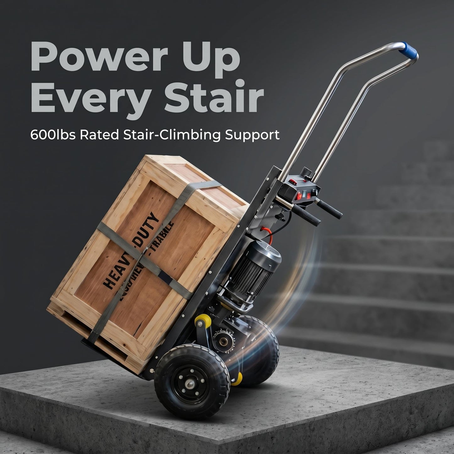 Heavy-Duty Electric Stair Climbing Cart, Electric Stair Climbing Machine for Construction, Large Load Capacity Electric Stair Climbing Cart with 48V Lithium Battery