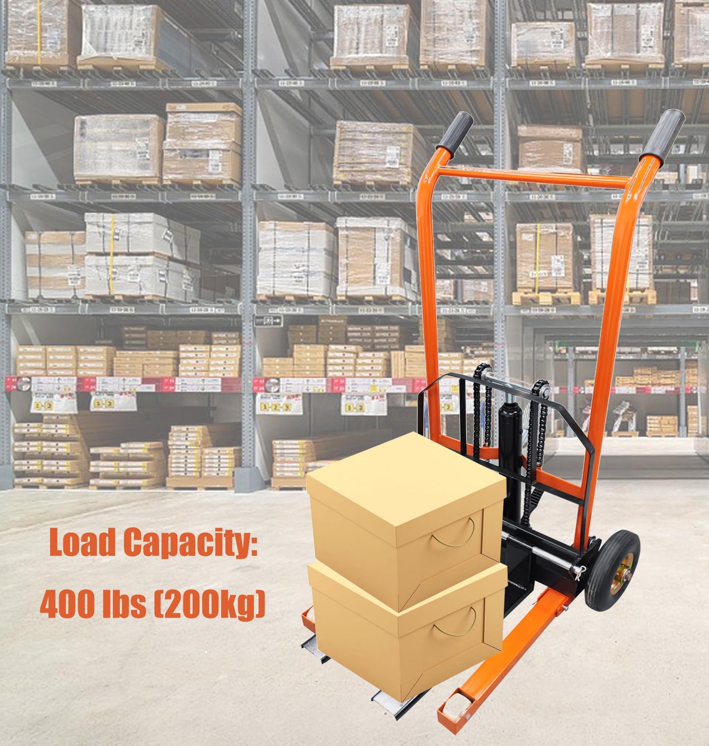 INTSUPERMAI Manual Stacker Hand Pallet Truck - 400lb Lifting Capacity, 35.4" Lift Height, Hydraulic Forklift for Warehouse, Factory, Supermarket & Exhibition Halls