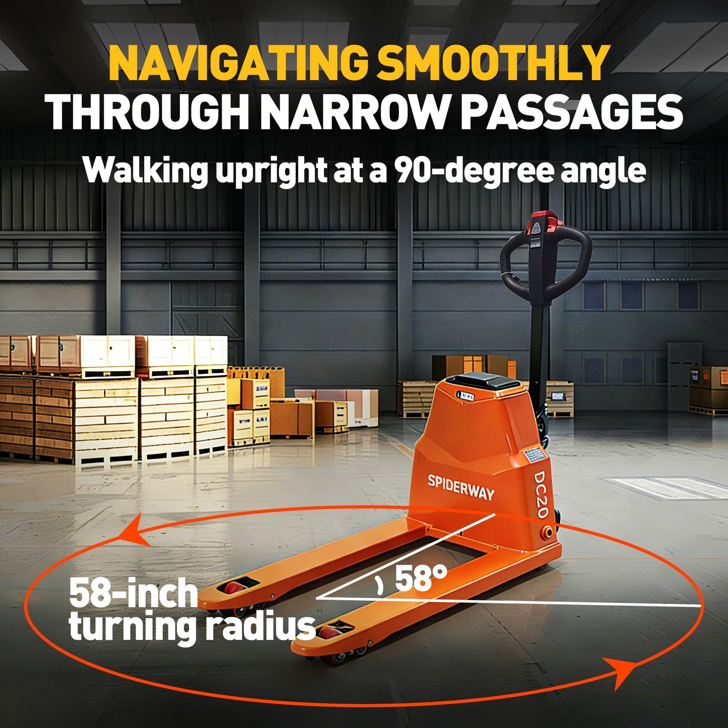 Electric Pallet Jack Truck, 4400 lbs Capacity Motorized Pallet Lift Trucks，48” L × 27” W Fork Size,Lithium Battery Powered Pallet Truck, 6-Hour Runtime, for Warehouse Material Handling