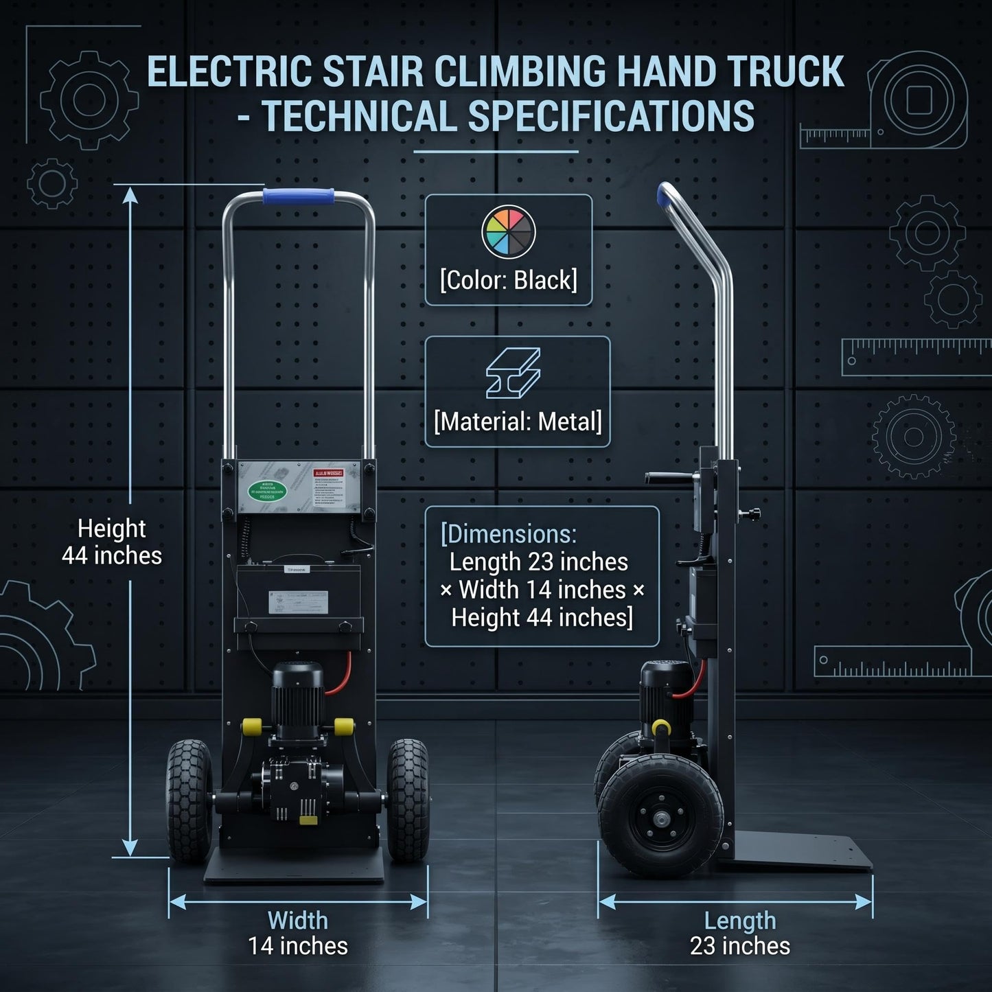 Large Load Capacity Electric Stair Climbing Cart, Electric Stair Climbing Machine for Construction, Large Load Capacity Electric Stair Climbing Cart with 48V Lithium Battery