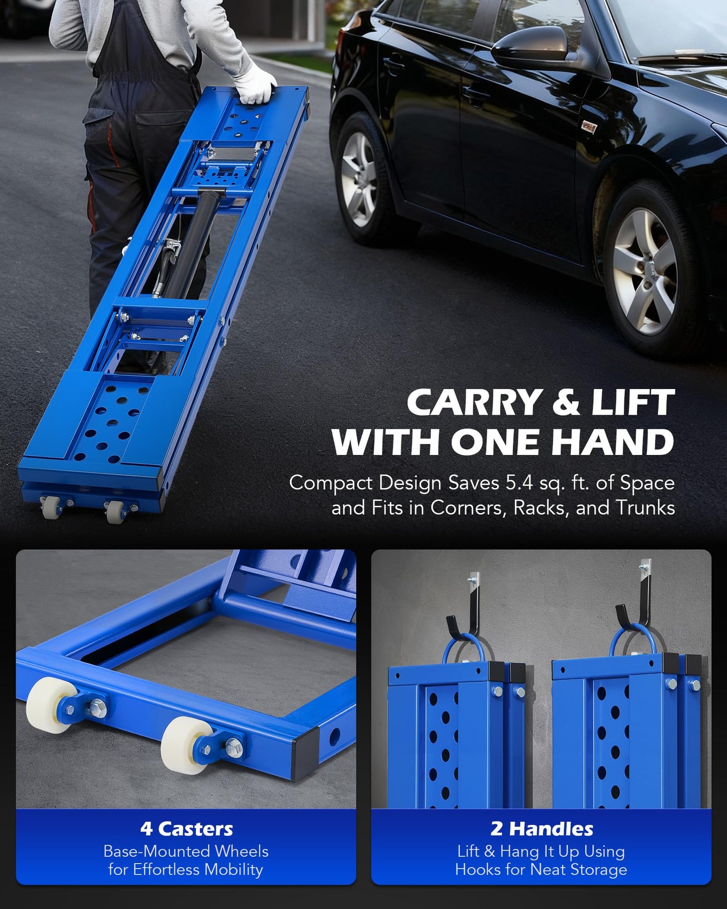 Orion Motor Tech Portable Car Lift with 7000lb Capacity, Adjustable Car Jack with 26.8 in Max Height for Sedan Pickup Truck SUV, Heavy-Duty 4 Post Portable Lift for Car with Auto Lock Extension Plates