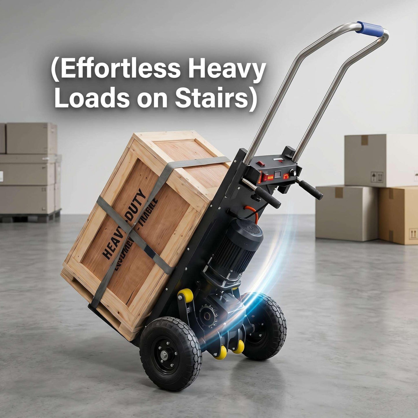 YOEXTO 800Lbs Capacity Rated Load Electric Stair Climber, Stair Climbing Hand Truck for Logistics with Foldable Design, Motor Cart with 48V Lithium Battery for Moving Furniture and Goods(Black)
