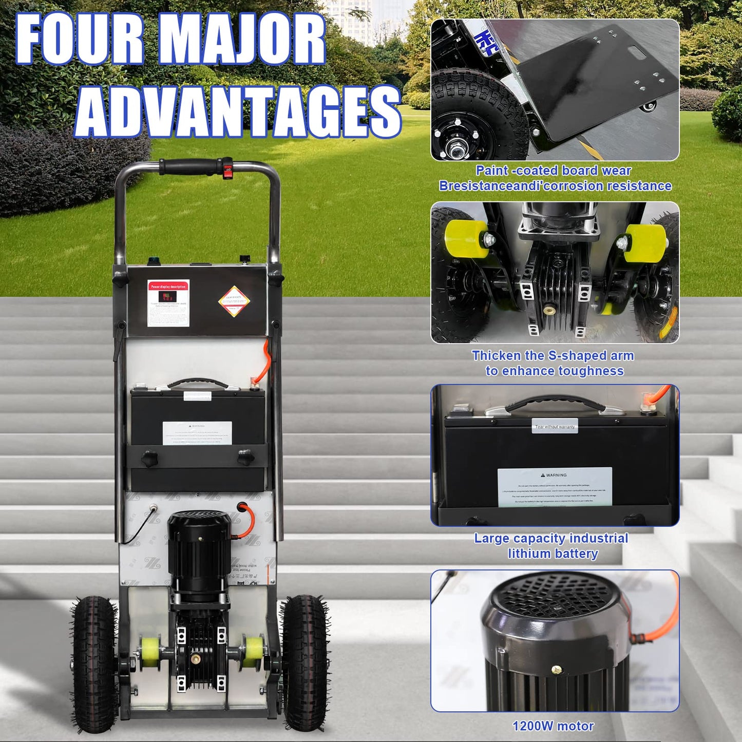 RXFSP Powered Stair Climbing Hand Trucks Dolly Cart for Moving, 880lbs max Load Capacity Stair Climbing Dolly for Easy up/Down Stairs