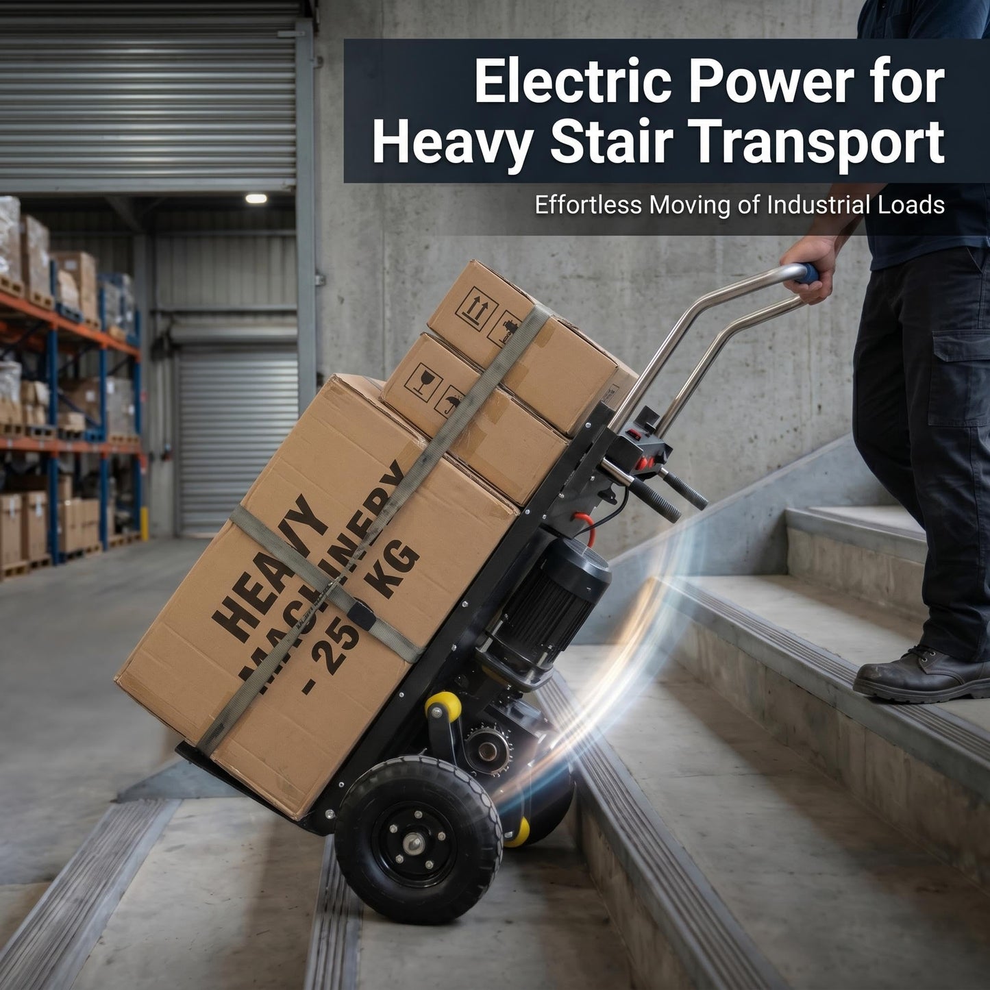 Large Load Capacity Electric Stair Climbing Cart, Electric Stair Climbing Machine for Construction, Large Load Capacity Electric Stair Climbing Cart with 48V Lithium Battery