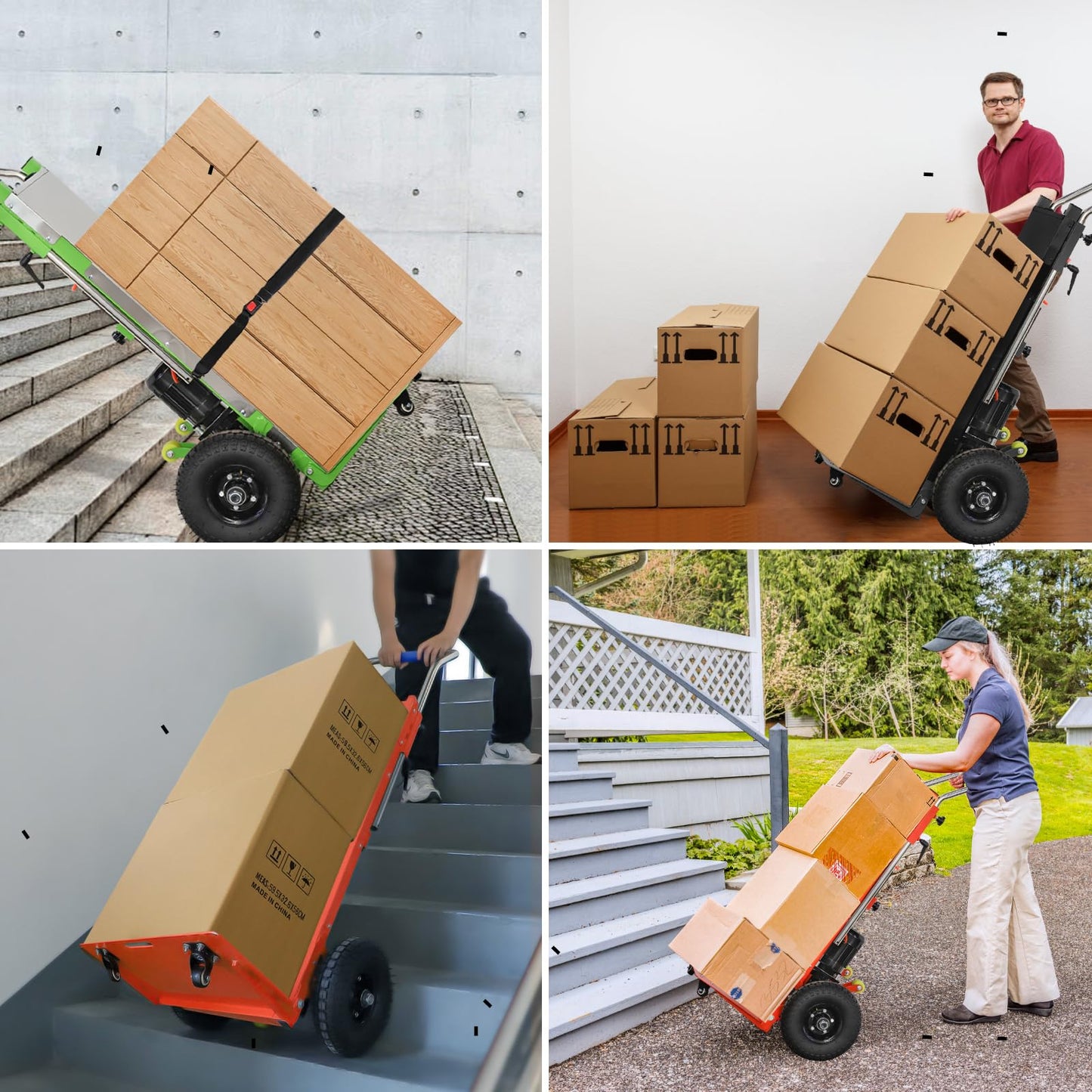 HITUGU Electric Stair Climbing Hand Trucks Dolly Cart Hand Trucks Heavy Duty 880lb 1200W Hand Cart Dolly, Orange