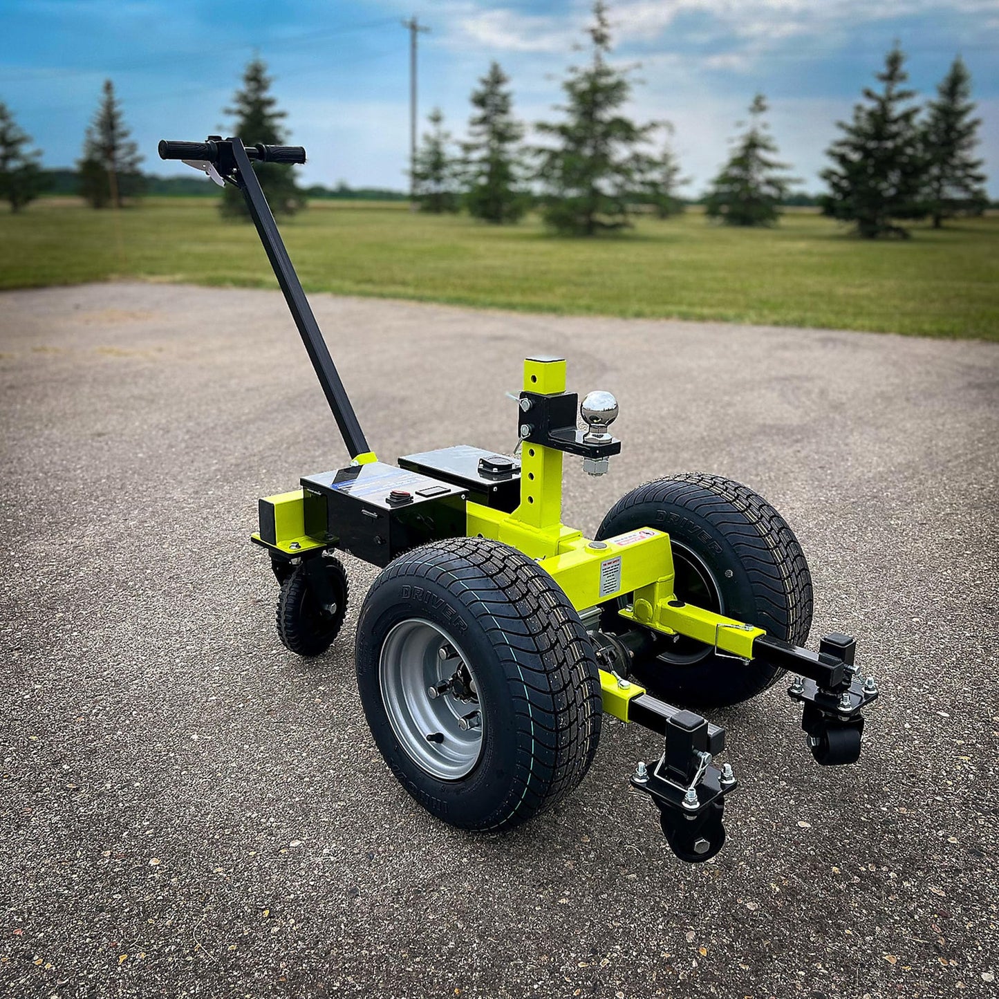 Tow Tuff Electric Trailer Dolly with Adjustable Ball Hitch, 7500 Pound Capacity, Green