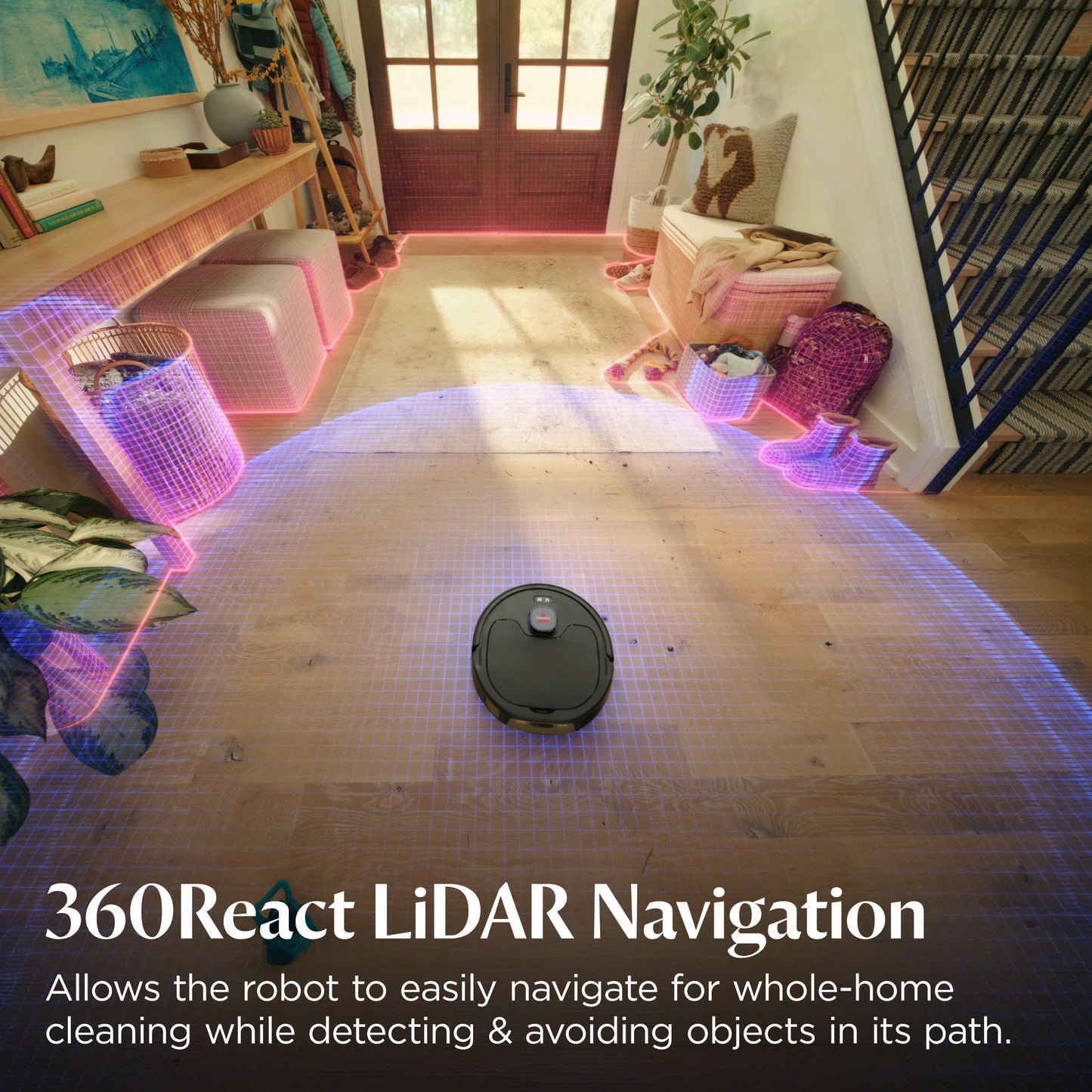 Bissell FlexClean Robot Vacuum & Mop with No Tangle Pet Brush Roll, LiDAR Navigation & Liftable Pad for Pet Hair Removal on Hard Floors & Rugs, HEPA Filtration and Self-Empty Base, 4270