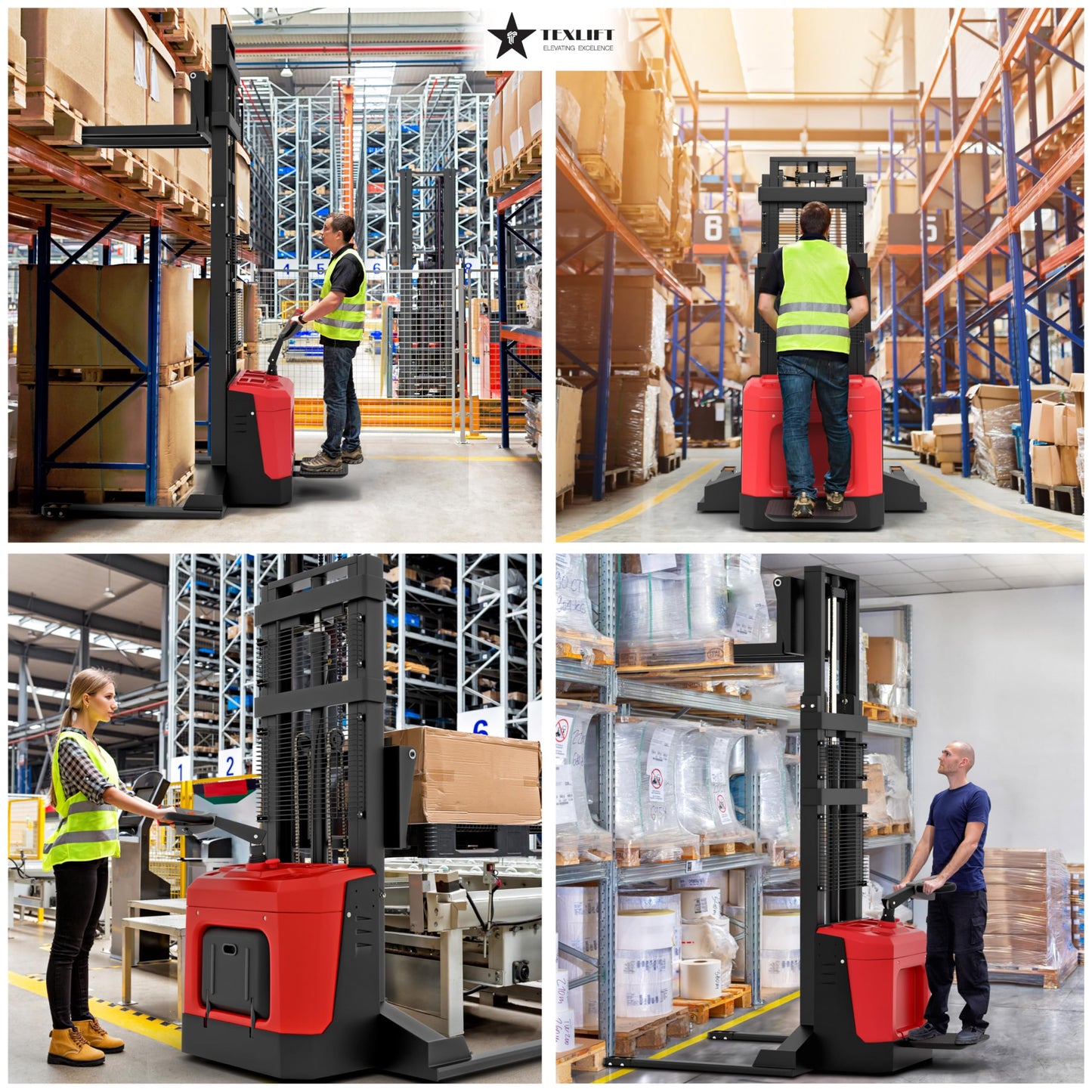 Full Electric Forklift Walkie Pallet Stacker with Stand - Fixed Straddle Legs and Adjustable Forks 5.50 Inch to 27 Inch – Material Lifter 3300lbs Capacity 10Ft/118 Inch Lifting Heights (US-DS33K-118)
