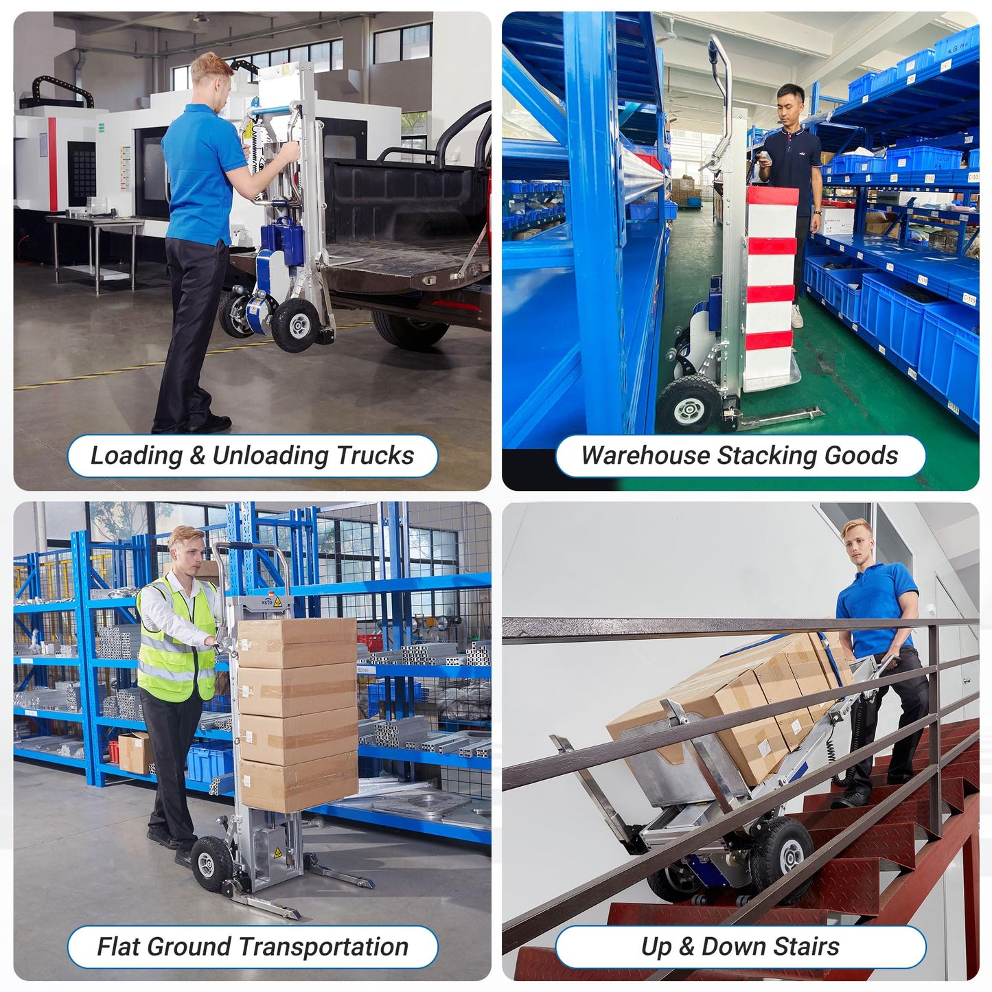 Electric Stair Climbing Hand Truck with Power Lift Platform, Pallet Truck Dolly, Lift Table, Fork Lift - 375lb Capacity,Max Lifting Height 40.35"