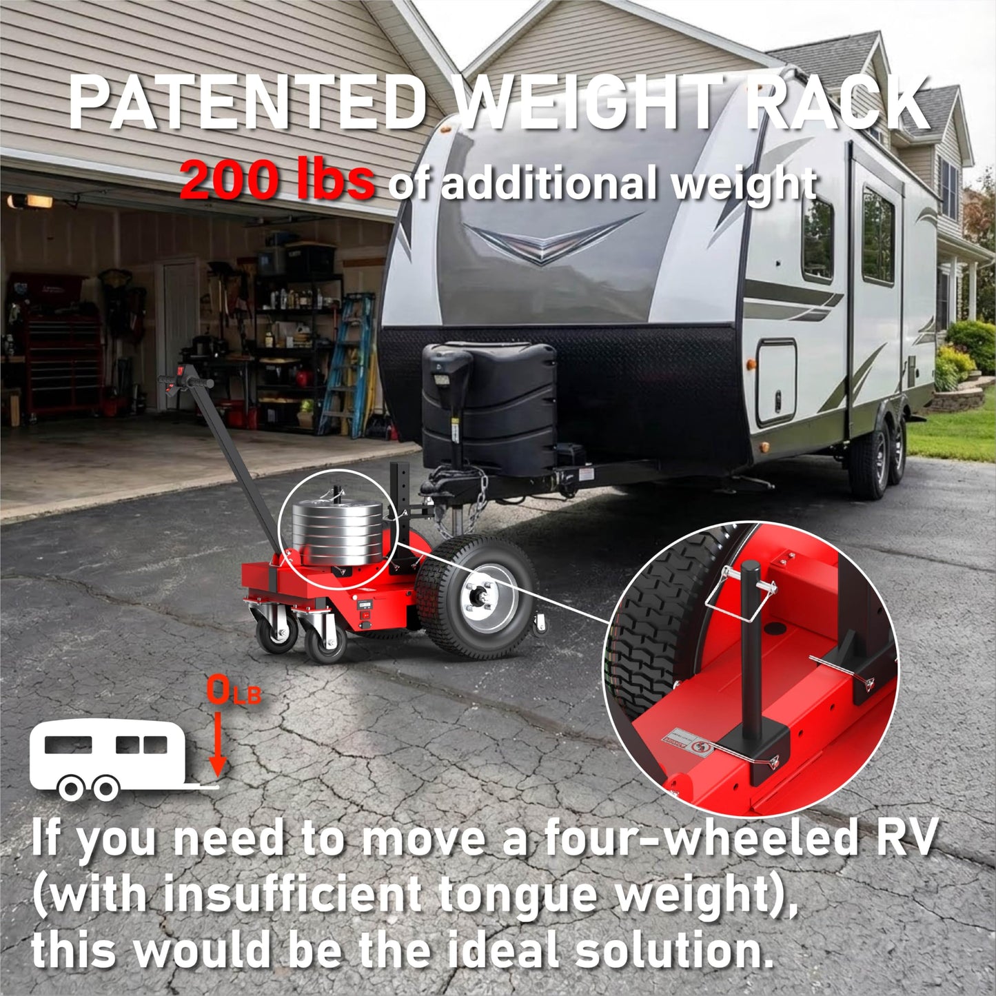 Heavy-Duty Electric Trailer Dolly, 7500 lbs Trailer Weight & 1250 lbs Tongue Weight, All-Terrain Tires,Portable Split Battery Box, Independent Weight Rack, for RVs, Boats & Trailers