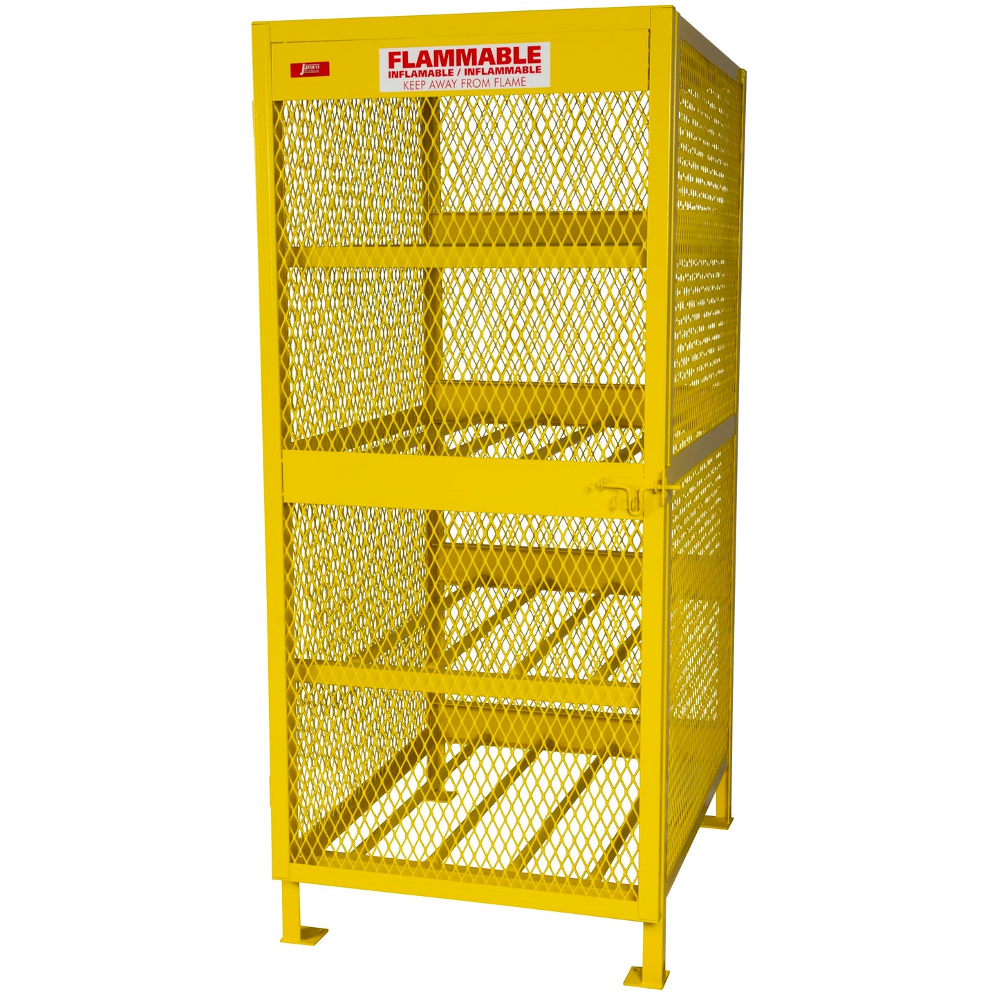 Jamco CH080YPQA Horizontal Storage Cylinder Cabinet for Storing Forklift Propane Gas Tanks, 8 Cylinder Capacity, 14-Gauge Steel, 33" x 40" x 71", Yellow