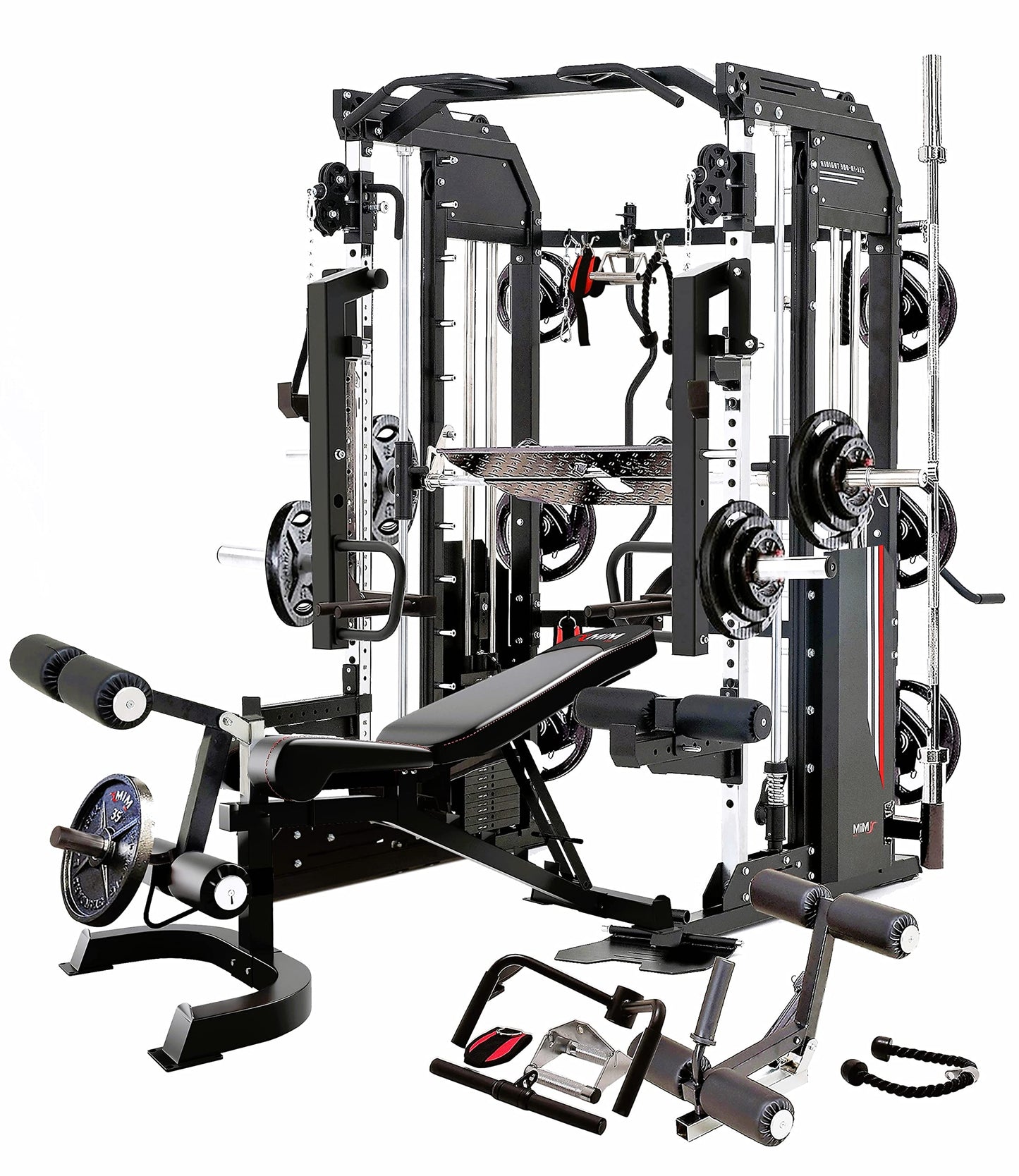 MiM USA Hercules Ex Commercial Smith Machine & Functional Trainer, All-in-One Gym Trainer W/ 400 Lbs. Weight Stack & 24 Attachments