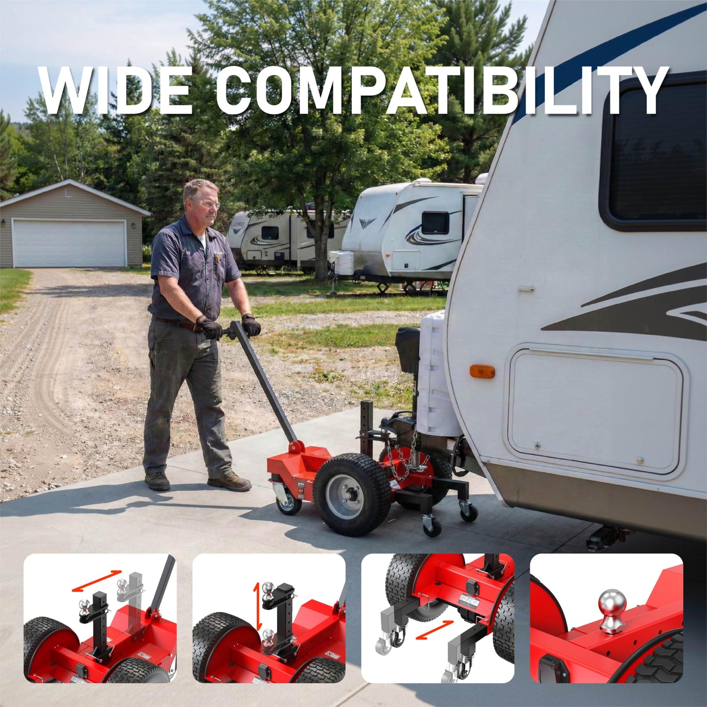 Heavy-Duty Electric Trailer Dolly, 7500 lbs Trailer Weight & 1250 lbs Tongue Weight, All-Terrain Tires,Portable Split Battery Box, Independent Weight Rack, for RVs, Boats & Trailers