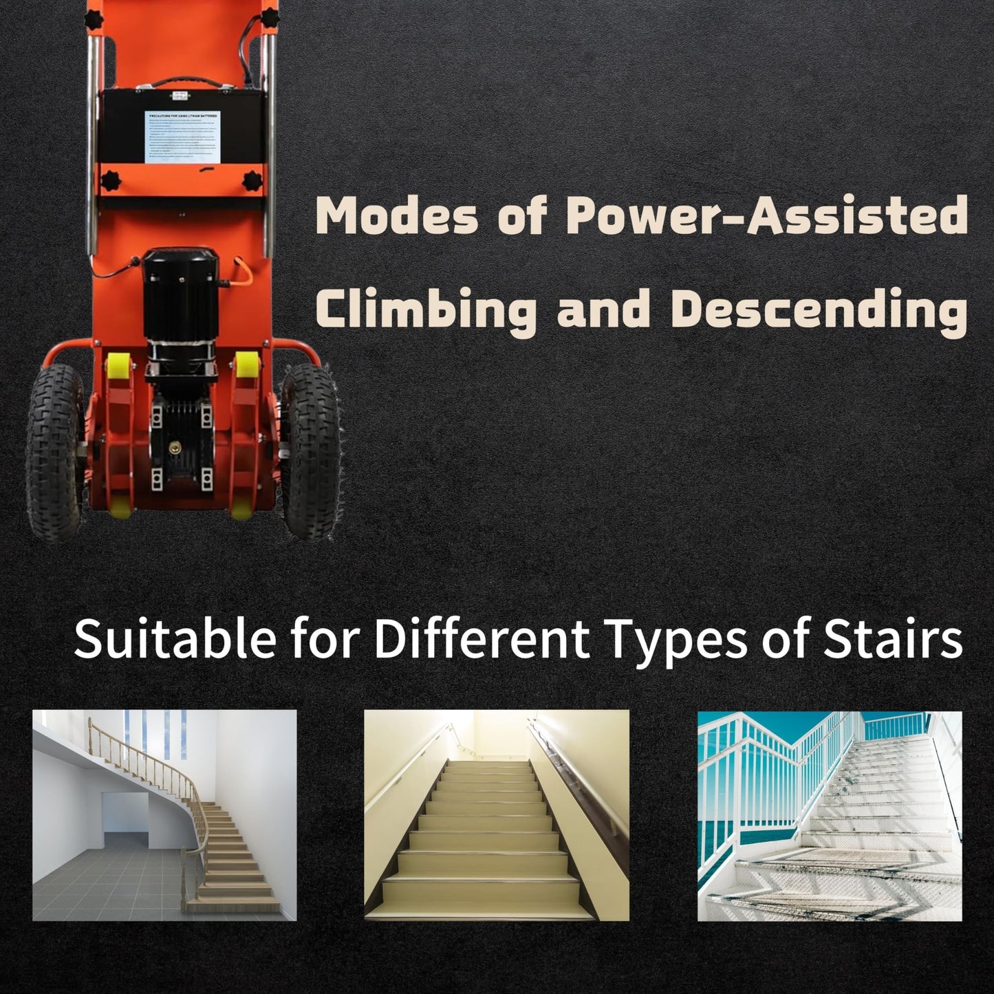 880lbs Stair Climbing Cart, 1200w Electric Stair Climbing Dolly, Stair Climbers for Grocery Warehouses, Appliance Dolly Heavy Duty (Orange)