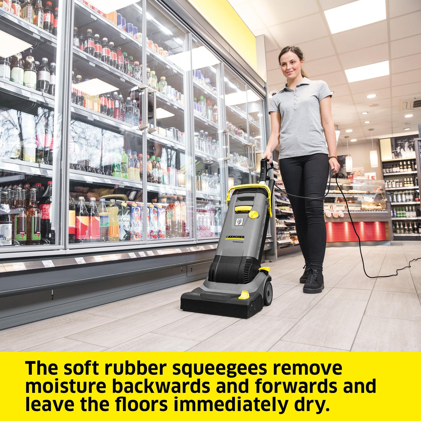 Karcher BR 30/4 C - Compact Walk Behind Floor Scrubber - Scrubs and Dries Hard Floors - High Speed Roller Brush