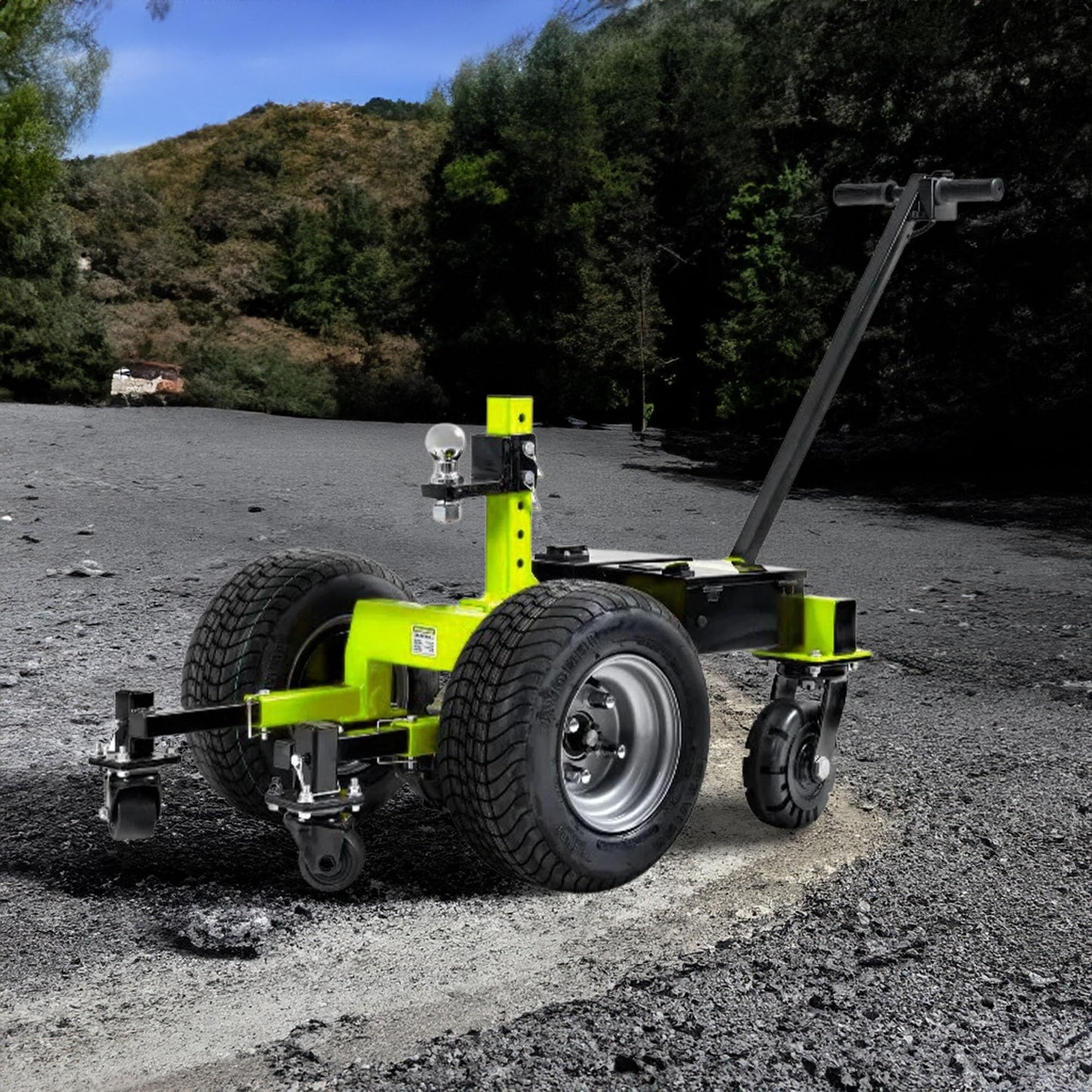 Tow Tuff Electric Trailer Dolly with Adjustable Ball Hitch, 7500 Pound Capacity, Green