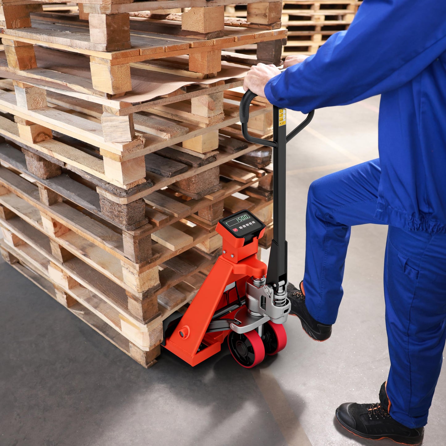 Industrial Manual Pallet Jack with Built-in Scale – Heavy Duty Pallet Truck 5500 Lb Capacity - 48” L x 27” W Fork Size – Hand Truck for Material Handling - Max Lift Height 8 Inch - 2 Pack