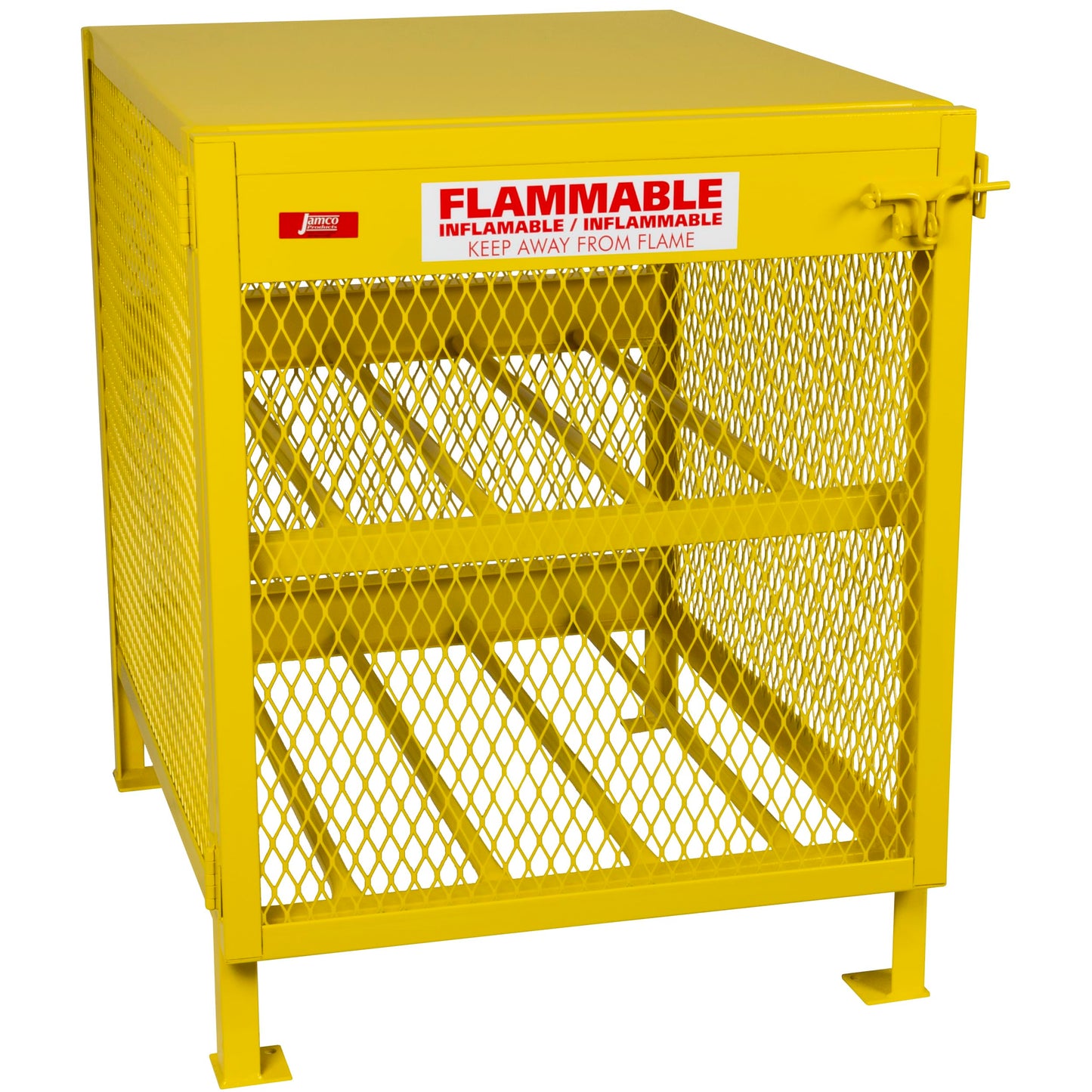 Jamco CH040YPQA Horizontal Storage Cylinder Cabinet for Storing Forklift Propane Gas Tanks, 4 Cylinder Capacity, 14-Gauge Steel, 33" x 40" x 40", Yellow