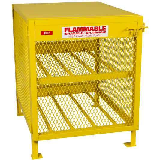 Jamco CH040YPQA Horizontal Storage Cylinder Cabinet for Storing Forklift Propane Gas Tanks, 4 Cylinder Capacity, 14-Gauge Steel, 33" x 40" x 40", Yellow
