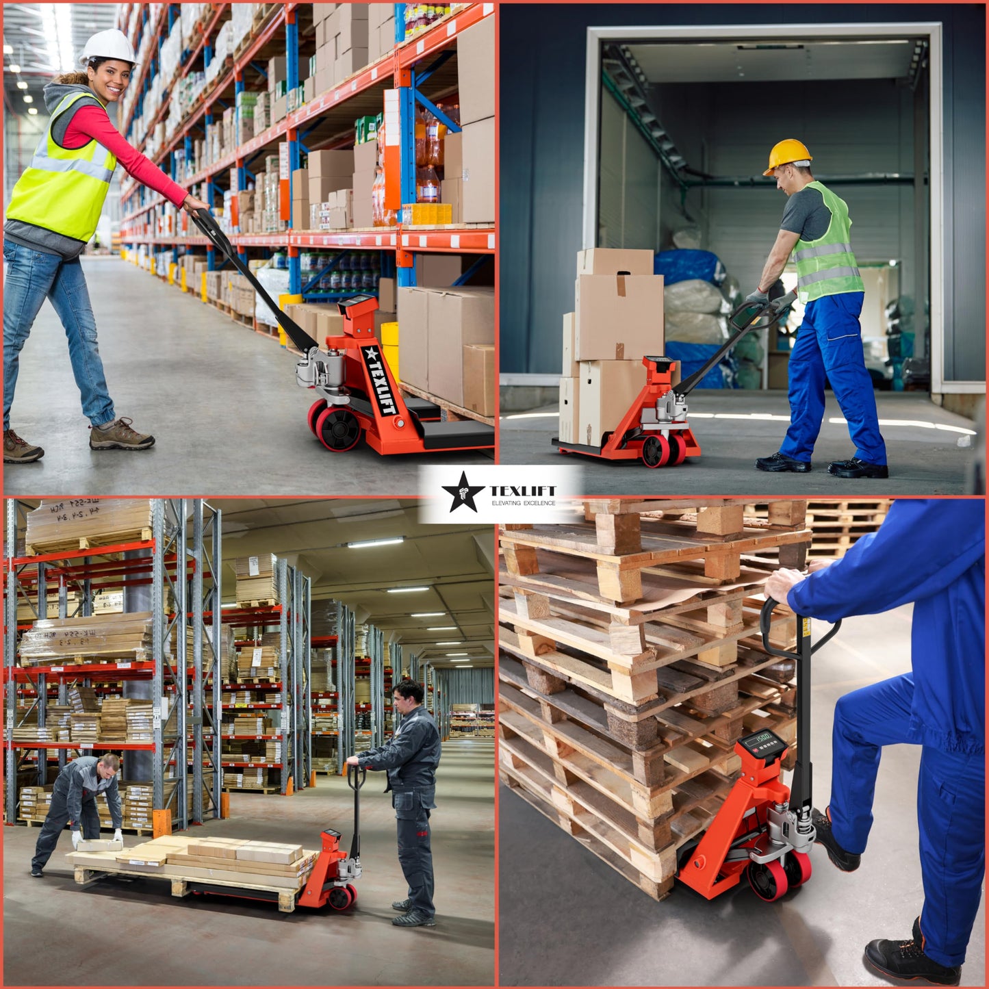 Industrial Manual Pallet Jack with Built-in Scale – Heavy Duty Pallet Truck 5500 Lb Capacity - 48” L x 27” W Fork Size – Hand Truck for Material Handling - Max Lift Height 8 Inch - 2 Pack