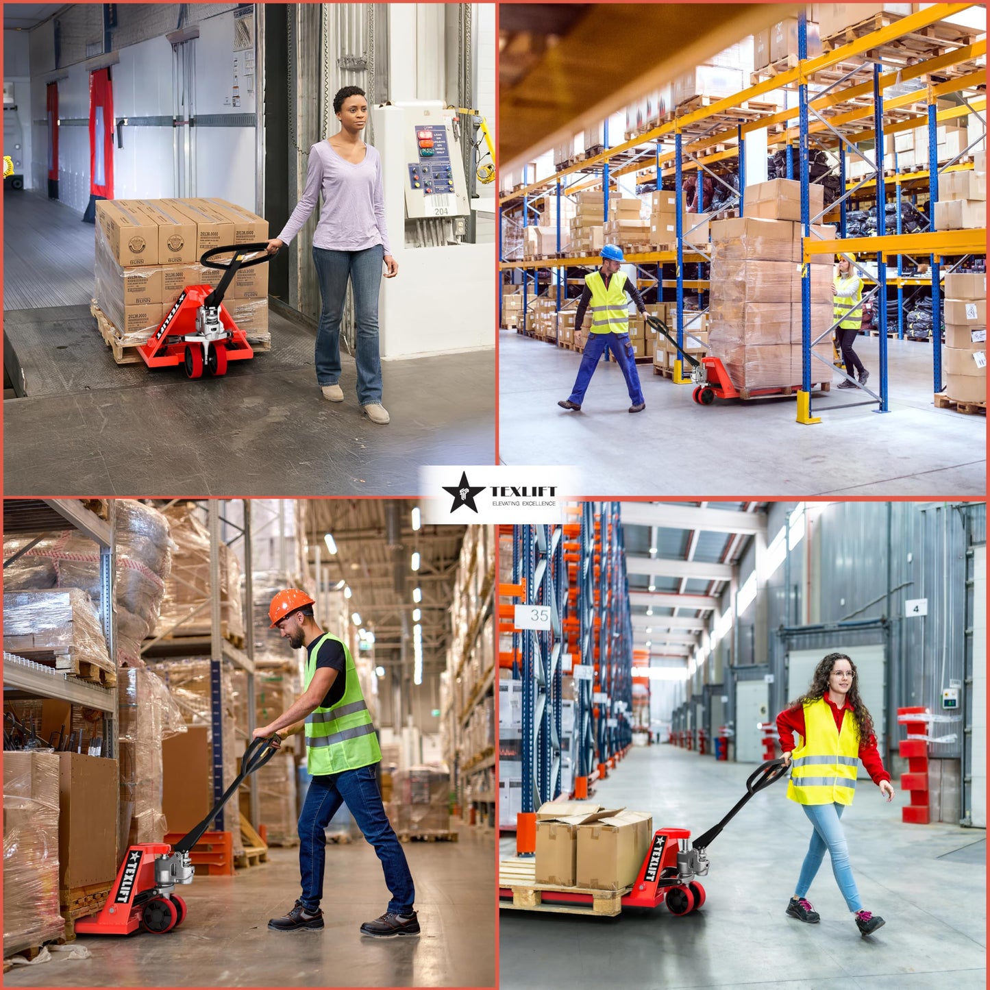 TEXLIFT Full Electric Forklift Walkie Pallet Stacker 3300 Lb Capacity 138 Inch Lifting Height and Industrial Manual Pallet Jack 5500 Lb Capacity 48” L x 27” W Fork Size Max Lift Height 8 Inch