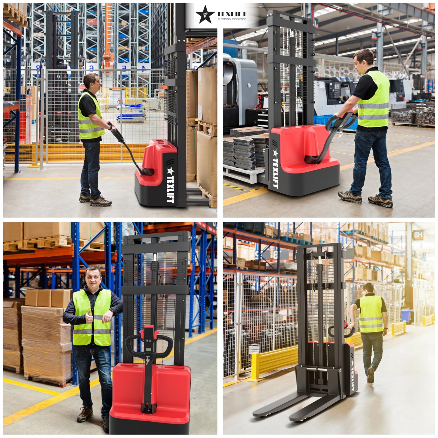 Full Electric Walkie Pallet Stacker 3300 lb Capacity, 98″ / 8 Ft Lift Height, Fixed Narrow Legs & Adjustable Forks 5.5″–27″, Battery Powered Material Lifter for Warehouse (US-ESN33K-98)