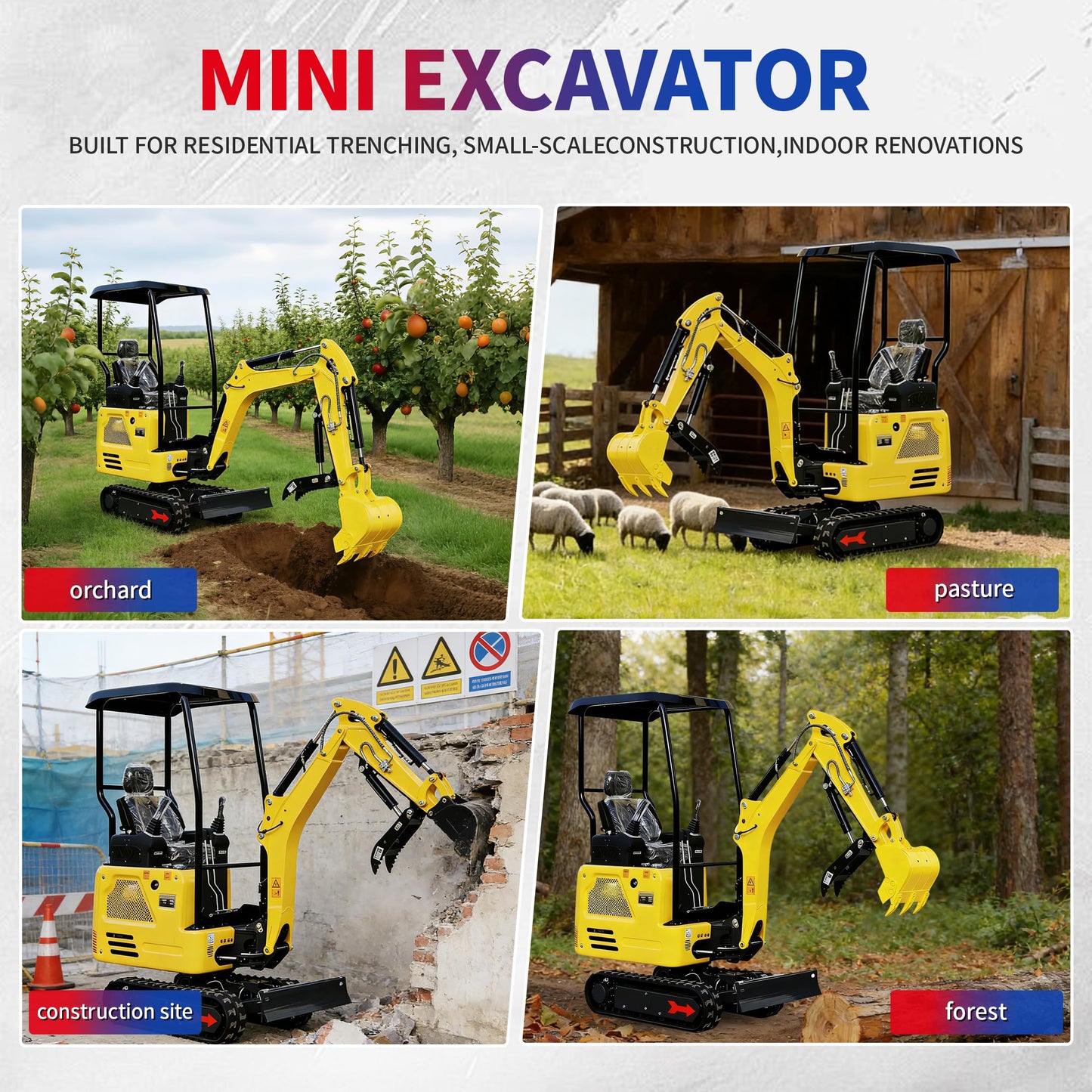 DS-R327, 1.8 Ton Mini Excavator, KubotaDiesel 14HP, w/Pilot Controls Side Swing Boom & Crawler Extension, Includes 11 Attachments, w/12 Months Parts Replacement, Delivery & Unloading Services