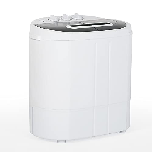 yhm Portable Clothes Washing Machines with Mini Twin Tub Electric Compact Mini Washer 10lbs Capacity For Camping, Apartments, Dorms, College Rooms, RV’s, Delicates and more (10 lb)