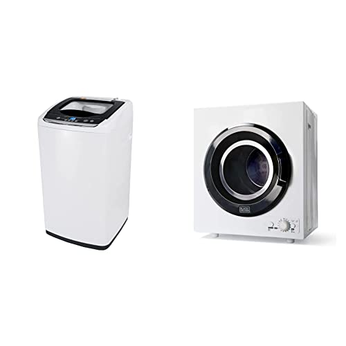 Portable Laundry Washing Machine by BLACK+DECKER, Compact Pulsator Washer for Clothes.9 Cubic ft. Tub, White, BPWM09W & BLACK+DECKER BCED26 Portable Dryer, Small, 4 Modes, White