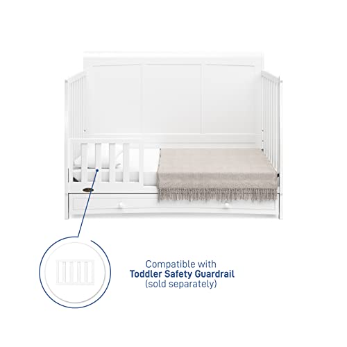 Graco Asheville 5-in-1 Convertible Crib with Drawer (White) – GREENGUARD Gold Certified, Crib with Drawer Combo, Full-Size Nursery Storage Drawer, Converts to Toddler Bed, Daybed and Full-Size Bed