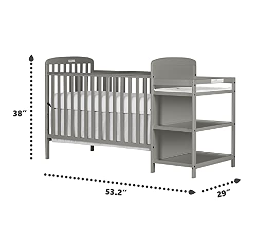 Dream On Me, Anna 3-in-1 Full Size Crib and Changing Table Combo in Steel Grey, Greenguard Gold Certified