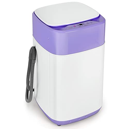 Giantex Portable Washing Machine, Full Automatic Washer and Dryer Combo 8lbs, 1.0 cu.ft 6 Programs 6 Water Levels Built-in Drain Pump, Top Load 2 in 1 Mini Laundry Washer Apartment Dorm (Purple & White)