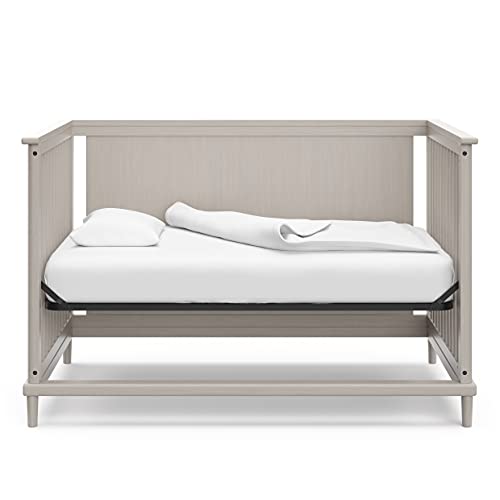 Storkcraft Timeless 5-in-1 Convertible Crib with Bonus - Transforms into Playhouse - Converts to Toddler Bed, Full-Size Bed Mattress Not Included, Brushed Fog