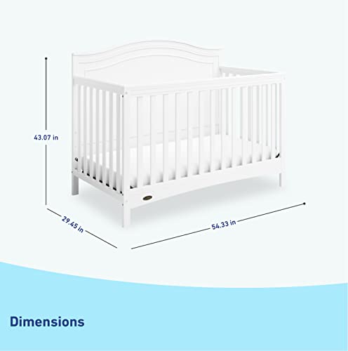 Graco Paris 5-in-1 Convertible Crib (White) – GREENGUARD Gold Certified, Converts to Toddler Bed, Daybed and Full-Size Bed, Fits Standard Full-Size Crib Mattress, Adjustable Mattress Support Base
