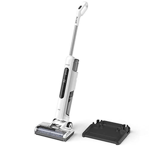 ECOWELL Cordless Wet Dry Vacuum Cleaner and Mop with Self Water Spray for Hard Floor and Area Rug, One-Step Cleaning for Sticky Messes and Pet Hair, WCVP03, White