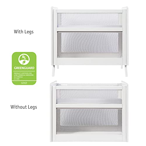 BreathableBaby Breathable Mesh 2-in-1 Mini Crib with Mattress — White — Two Adjustable Mattress Heights — Greenguard Gold Certified