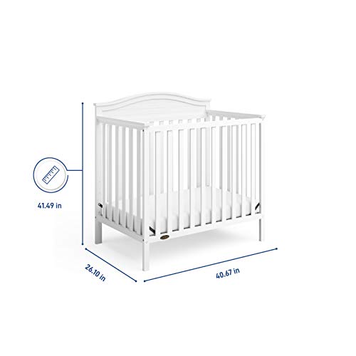Graco Stella 4-in-1 Convertible Mini Crib (White) – GREENGUARD Gold Certified, Converts to Daybed and Twin-Size Bed, Includes Bonus 2.75-inch Mini Crib Mattress, Mini Crib with Mattress Included