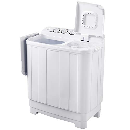 Frifer Twin Tub MIini Washing Machine, Compact Semi-Automatic 15 Lbs Washer and 10Lbs Dryer, Portable Washer Machine with Timer Control for Apartment, Dorms, RVs, Camping, White
