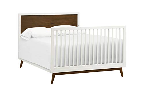 Babyletto Palma 4-in-1 Convertible Crib with Toddler Bed Conversion Kit in Warm White/Natural Walnut, Greenguard Gold Certified