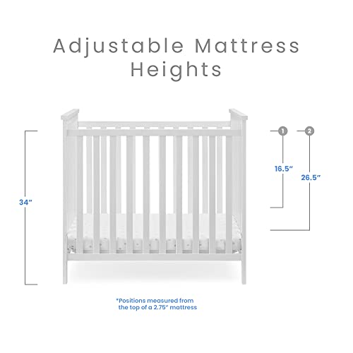 Delta Children Middleton Mini Crib with 2.75-Inch Mattress - Greenguard Gold Certified, Textured White